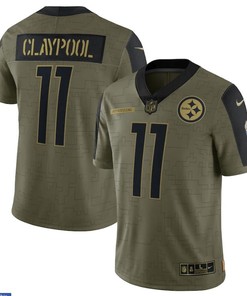 Pittsburgh Steelers Chase Claypool 11 Nfl Olive 2021 Salute To Service Player Men Jersey For Steelers Fans - Robokeg