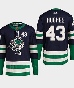 Quinn Hughes 43 Reverse Retro 2.0 2022 Vancouver Canucks Navy Jersey Primegreen - Robokeg