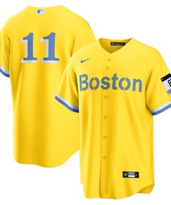 Rafael Devers 11 Boston Red Sox City Connect Player Jersey - Gold/Light Blue - Robokeg
