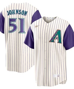 Randy Johnson 51 Arizona Diamondbacks Jersey - Alternate Cooperstown Collection Player Jersey - Cream/Purple - Robokeg