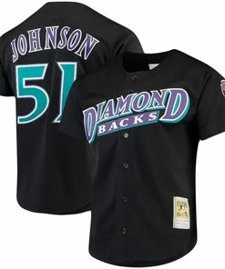Randy Johnson Arizona Diamondbacks Jersey, Mitchell And Ness Big And Tall Cooperstown Collection Mesh Button-up Jersey- Black - Robokeg