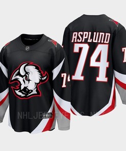 Rasmus Asplund 74 Buffalo Sabres 2022-23 Goathead Third Premier Breakaway Player Black Jersey - Robokeg