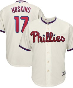 Rhys Hoskins Philadelphia Phillies Alternate Official Cool Base Player Jersey - Cream - Robokeg