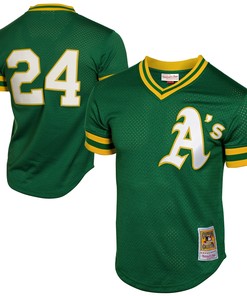 Rickey Henderson Oakland Athletics Mitchell & Ness 1991 Cooperstown Mesh Batting Practice Jersey - Green Mlb - Robokeg