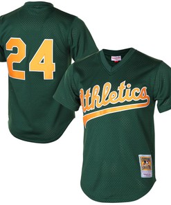 Rickey Henderson Oakland Athletics Mitchell & Ness 1998 Cooperstown Mesh Batting Practice Jersey - Green Mlb - Robokeg