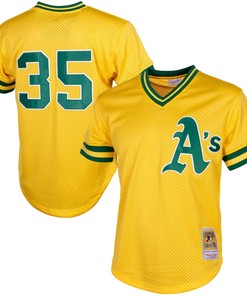 Rickey Henderson Oakland Athletics Mitchell & Ness Cooperstown Mesh Batting Practice Jersey - Yellow Mlb - Robokeg