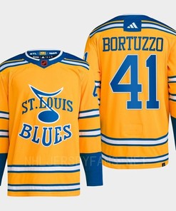 Robert Bortuzzo 41 Reverse Retro 2.0 2022 St. Louis Blues Yellow Jersey Primegreen - Robokeg