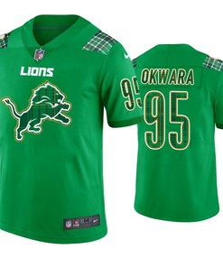 Romeo Okwara Detroit Lions #95 Jersey St. Patricks Day Kelly Green Lucky - Men - Robokeg