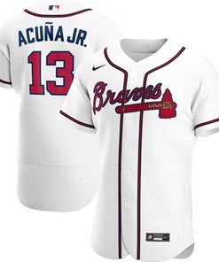 Ronald Acuna Jr. 13 Jersey, Atlanta Braves Home Player Elite Jersey - White - Robokeg
