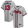 Ronald Acuna Jr. 13 Jersey, Atlanta Braves Road Player Name Men Jersey - Gray - Robokeg