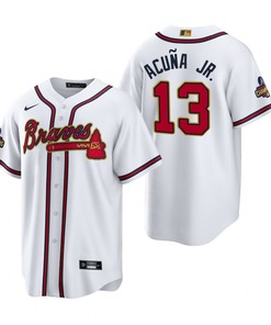Ronald Acuna Jr. 13 Jersey, Atlanta Braves White 2022-23 Gold Program Jersey - Robokeg