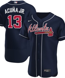 Ronald Acuna Jr Atlanta Braves Alternate Authentic Player Jersey Navy Mlb - Robokeg