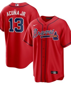 Ronald Acuna Jr Atlanta Braves Alternate Replica Player Name Jersey Red Mlb - Robokeg