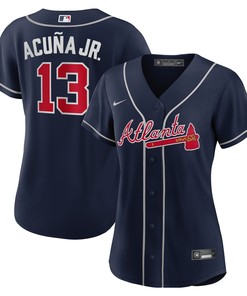 Ronald Acuna Jr. Atlanta Braves Womens Alternate Replica Player Jersey - Navy Mlb - Robokeg
