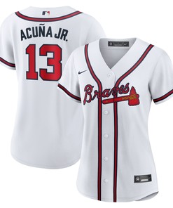 Ronald Acuna Jr Atlanta Braves Womens Home Replica Player Jersey White Mlb - Robokeg