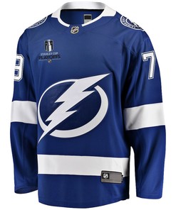 Ross Colton 79 Tampa Bay Lightning Stanley Cup 2023 Playoffs Patch Home Breakaway Men Jersey - Blue - Robokeg