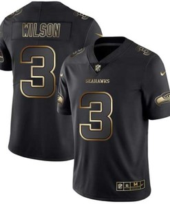 Russell Wilson #3 Seattle Seahawks Nfl Explosion Legendary Gold Black Jersey - Robokeg