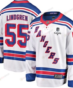 Ryan Lindgren 55 New York Rangers Stanley Cup 2023 Playoffs Patch Away Breakaway Men Jersey - White - Robokeg