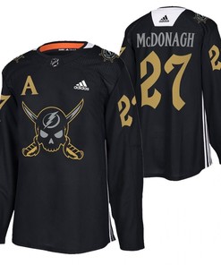 Ryan McDonagh Lightning 2022 Pirate-themed Warmup Black Gasparilla inspired Jersey 27 Jersey - Robokeg