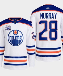 Ryan Murray 28 Edmonton Oilers White Jersey 2022 Lee Ryan Hall Of Fame Patch Away - Robokeg