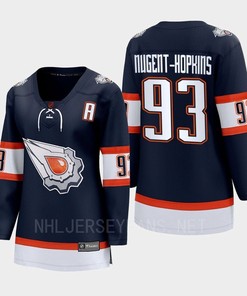 Ryan Nugent-Hopkins 93 Edmonton Oilers 2022 Special Edition 2.0 Women Breakaway Player Retro Jersey Navy - Robokeg