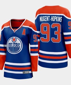 Ryan Nugent-Hopkins 93 Edmonton Oilers 2022-23 Home Women Premier Breakaway Player Jersey Royal - Robokeg