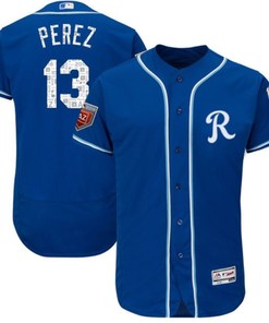 Salvador Perez Kansas Mlb 2018 Spring Brandedition City Royals #13 Blue Jersey - Robokeg