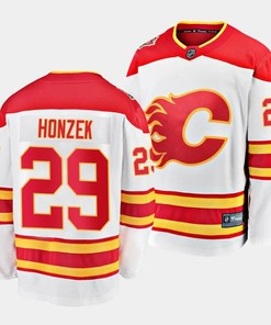 Samuel Honzek #29 Calgary Flames 2023 NHL Draft Away Men Jersey - White - Robokeg