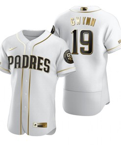 San Diego Padres #19 Tony Gwynn Mlb Golden Brandedition White Jersey Gift For Padres Fans - Robokeg