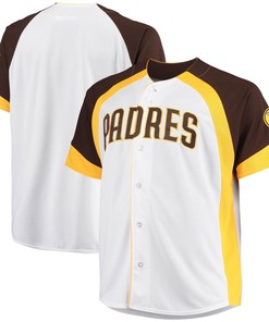 San Diego Padres Big & Tall Colorblock Full-snap Jersey - White/brown Mlb - Robokeg