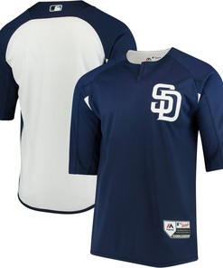 San Diego Padres Majestic Authentic Collection On-field 3/4-sleeve Batting Practice Jersey - Navy/white Mlb - Robokeg
