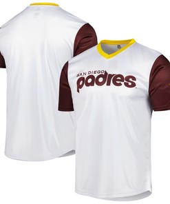 San Diego Padres Stitches Cooperstown Collection Wordmark V-neck Jersey - White Mlb - Robokeg