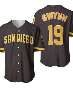 San Diego Padres Tony Gwynn 19 Mlb Dark Brown Jersey Inspired Style Baseball Jersey - Robokeg