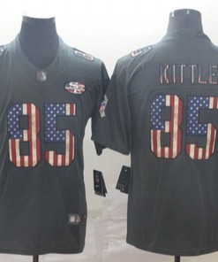 San Francisco 49ers George Kittle #85 American Flag 2020 Nfl Black Jersey Jersey - Robokeg