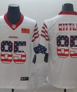 San Francisco 49ers George Kittle #85 American Flag 2020 Nfl White Jersey Jersey - Robokeg
