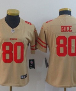 San Francisco 49ers Jerry Rice #80 2020 Nfl Golden Womens Jersey Jersey - Robokeg