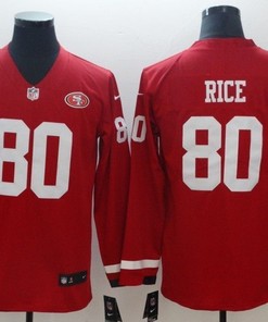 San Francisco 49ers Jerry Rice #80 2020 Nfl Red Long Sleeve Jersey Jersey - Robokeg