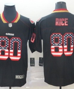 San Francisco 49ers Jerry Rice #80 American Flag 2020 Nfl Black Jersey Jersey - Robokeg