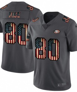 San Francisco 49ers Jerry Rice #80 American Flag 2020 Nfl Grey Jersey Jersey - Robokeg