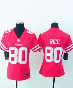 San Francisco 49ers Jerry Rice #80 Nfl 2020 Dark Pink Womens Jersey - Robokeg