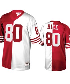 San Francisco 49ers Jerry Rice Scarlet White Retired Player Split Jersey - Robokeg