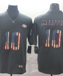 San Francisco 49ers Jimmy Garoppolo #10 American Flag 2020 Nfl Black Jersey Jersey - Robokeg