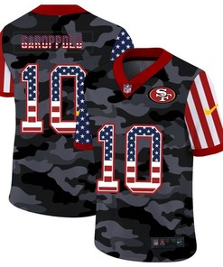 San Francisco 49ers Jimmy Garoppolo #10 Nfl 2020 Camo Black Us Flag Jersey - Robokeg