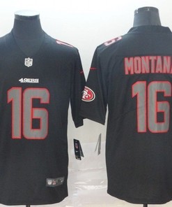 San Francisco 49ers Joe Montana #16 2020 Nfl Black Jersey Jersey - Robokeg
