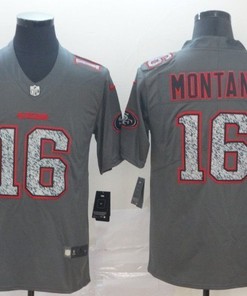 San Francisco 49ers Joe Montana #16 2020 Nfl Grey Jersey Jersey - Robokeg