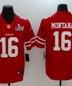San Francisco 49ers Joe Montana #16 2020 Nfl Red Jersey Jersey - Robokeg