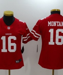 San Francisco 49ers Joe Montana #16 2020 Nfl Red Womens Jersey Jersey - Robokeg
