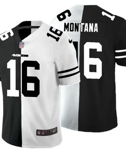 San Francisco 49ers Joe Montana #16 Nfl 2020 Black And White Jersey - Robokeg
