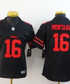 San Francisco 49ers Joe Montana #16 Nfl 2020 Black Womens Jersey - Robokeg