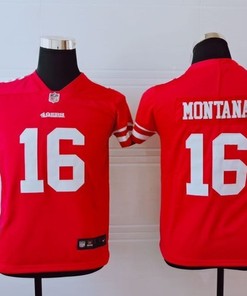 San Francisco 49ers Joe Montana #16 Nfl 2020 Red Orange Jersey - Robokeg